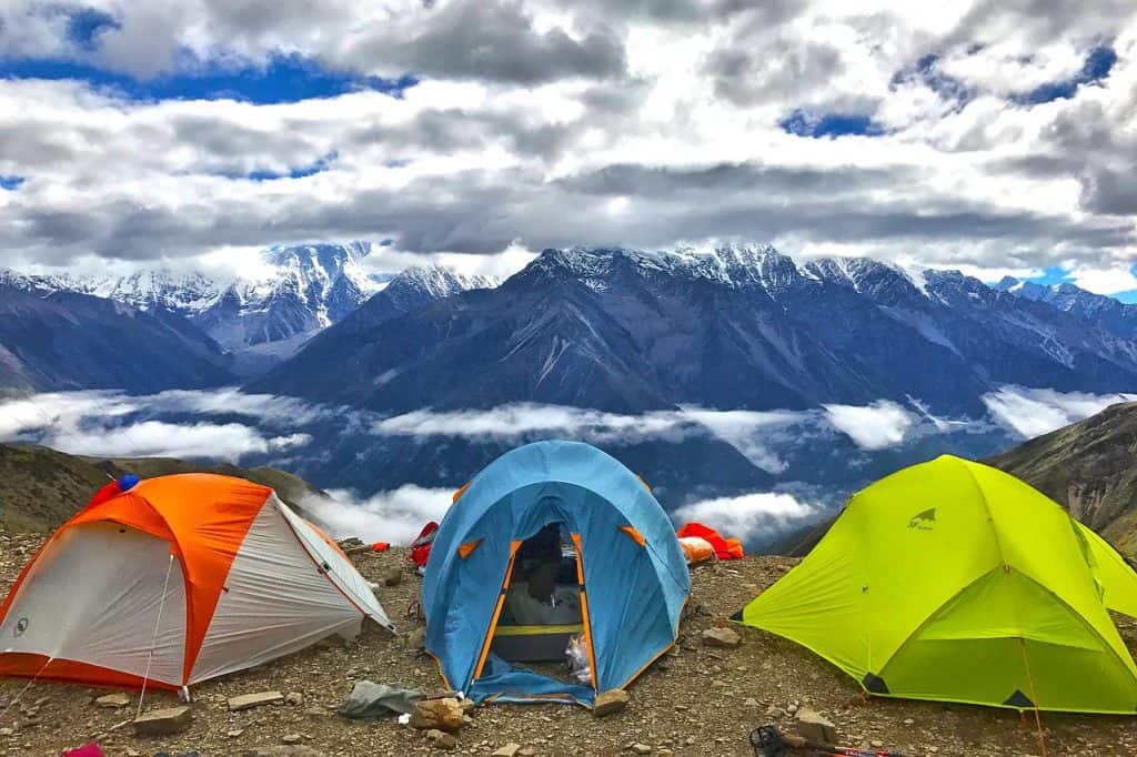 camping tents on mountain